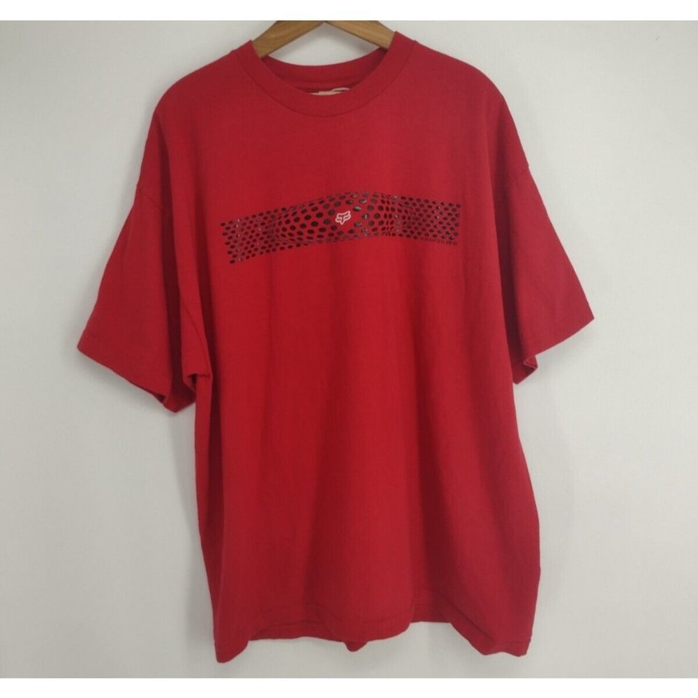 Vintage Y2K Fox Racing Black Red T-Shirt Mens XXL